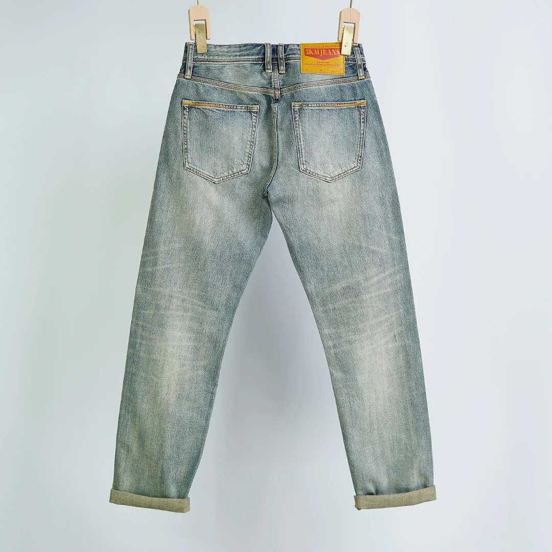 Summer Thin 11Oz Red Seedge Denim Jeans For Men 100% Cotton High Quality Fashion Loose Straight Pants Y2k Youth Male 502