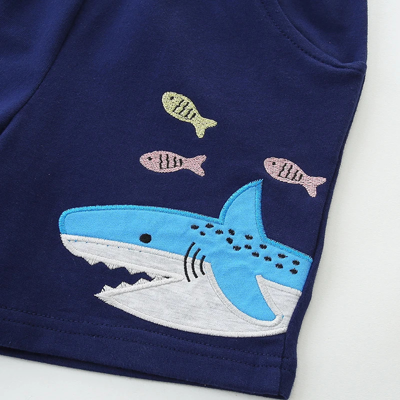 Little maven Childrens Clothing Summer Baby Boys Cartoon Sharks Shorts Cotton Soft Comfort Kids Clothes Boys Casual Pants 250304
