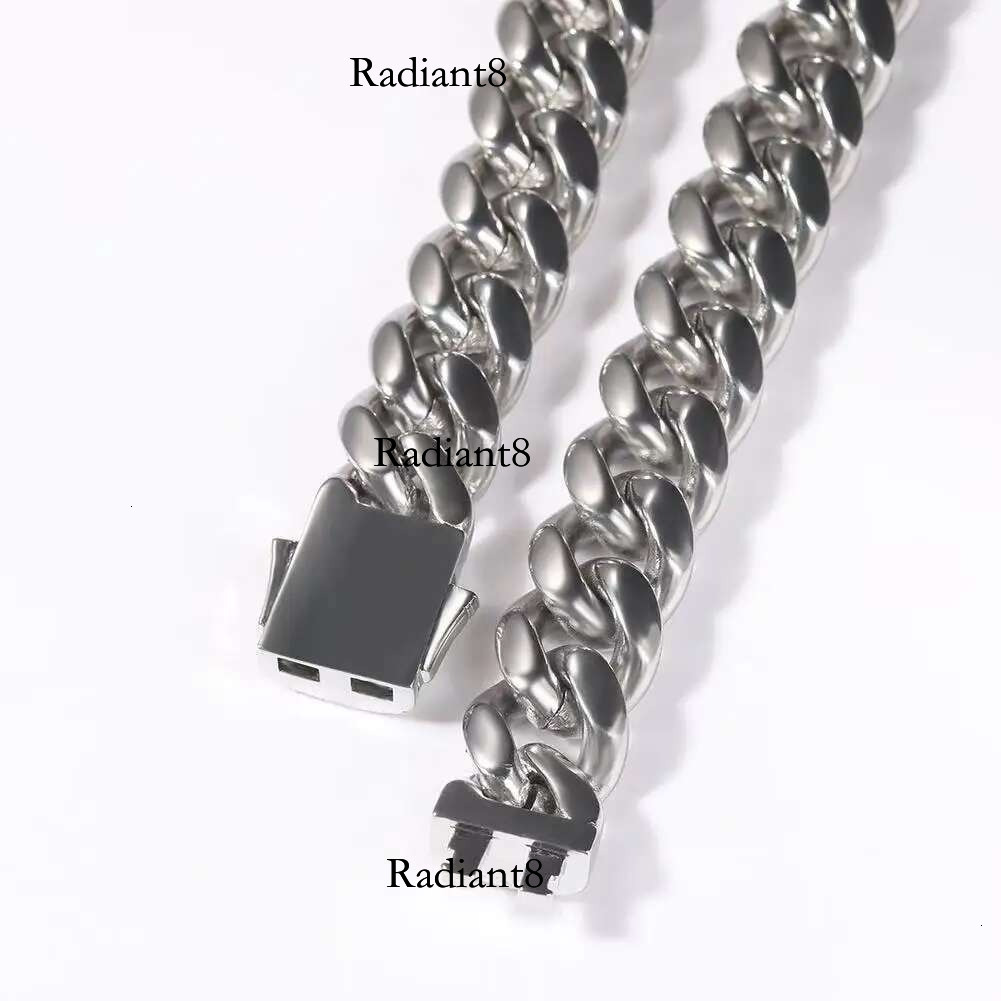 Stainless steel Cuban chain hip-hop men's trendy zircon spring buckle bracelet exaggerated thick necklace