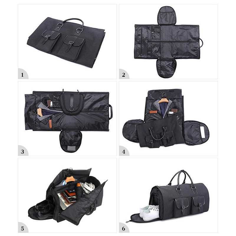 Mens Hand Luggage Bag Sport Travel Bags Large Capacity Garment Handbag Folding Business Shoulder Bags Shoes Compartment XM137 Y250304