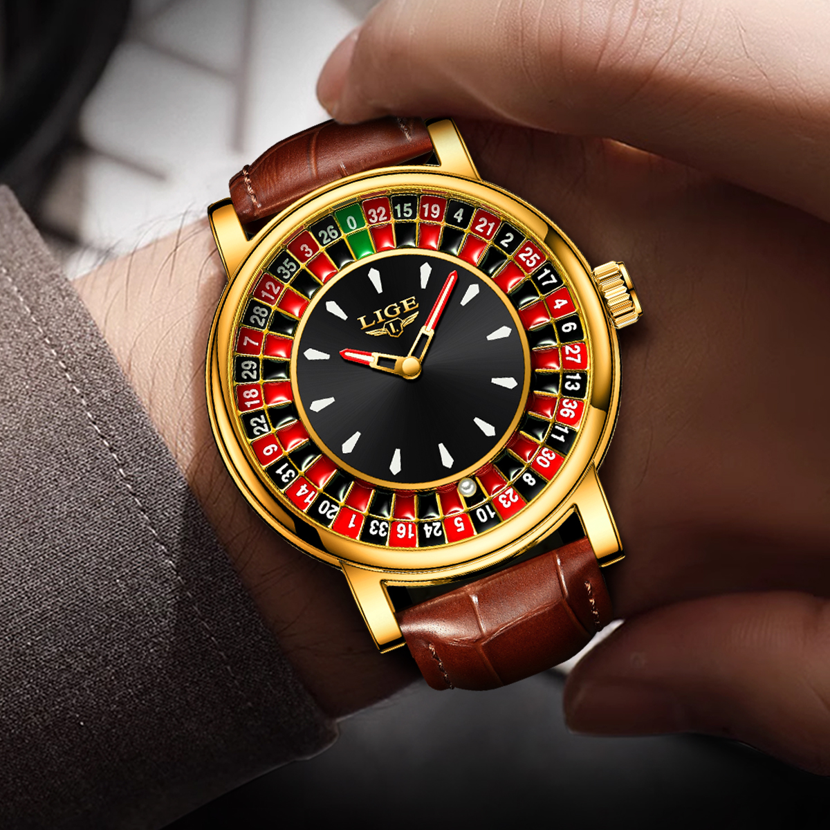 LIGE fashion quartz watch men's watch personality trendy waterproof night light multifunctional watch