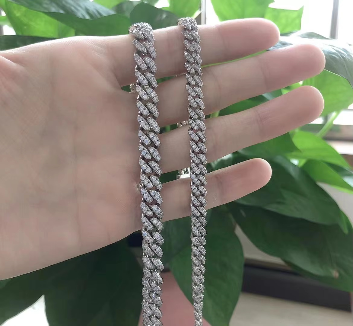Customized 14mm VVS Moissanite Sterg Sier Cuban Chain Unisex Hip Hop Anniversary Necklace Bracelet for Men