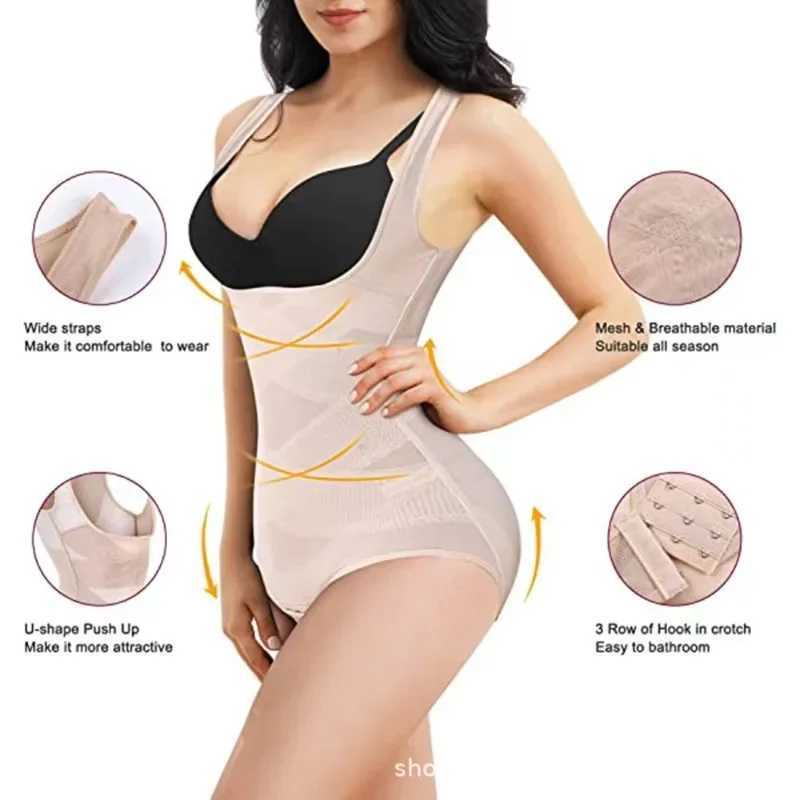 Womens Shapewear Bodysuit Mesh Body Sculpting Shapers Underwear Postpartum Abdomen Elastic Butt Lift Beauty Corset UnderclothesXJ250304