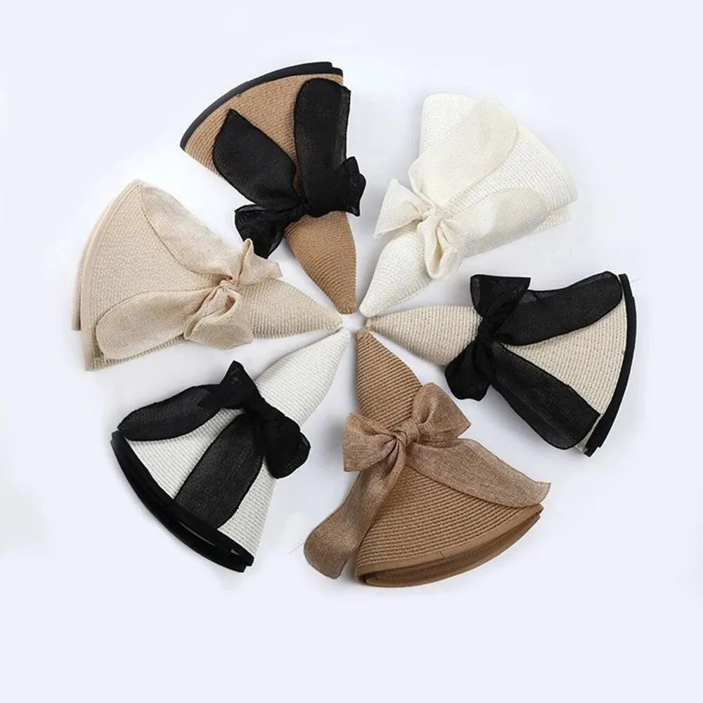 1pc Womens Oversize Brim Straw Hat Womens Summer Sun Block Big Brim Hat Seaside Bow Beach Hat Suitable For Sun Protection 250227