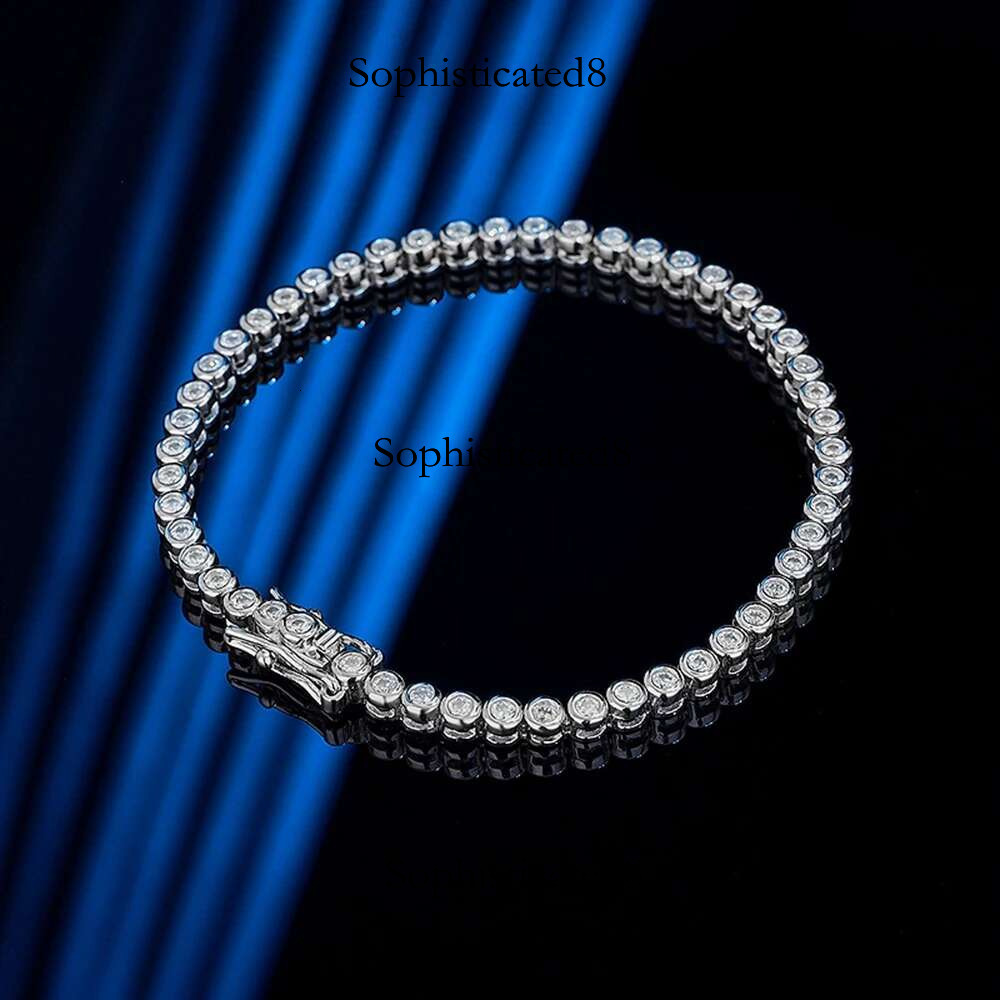 WUIHA Real Sterg Sier Round 100% Pass Test Dia 0.03CT Moissanite Tennis Charm Bracelets for Women Gift Dropshipping