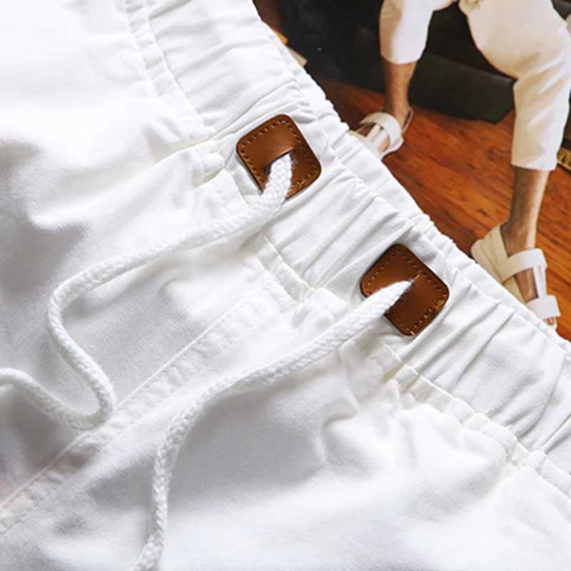 White Shorts Men Cotton Casual Shorts Bermudas Summer Slim Fit Drawstring Shorts Daily Wear Soft Touch and Comfortable PantsT250304