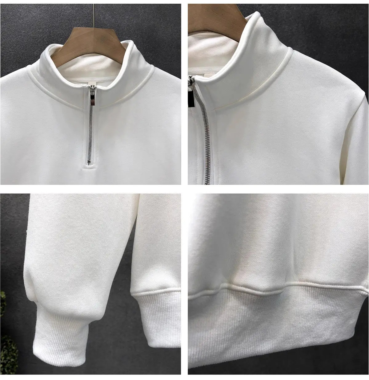 Daily Wear Halfhigh Zipper Collar Sweatshirt Mens Trendy Pullover Jacket 2025 Spring and Autumn Top 250304