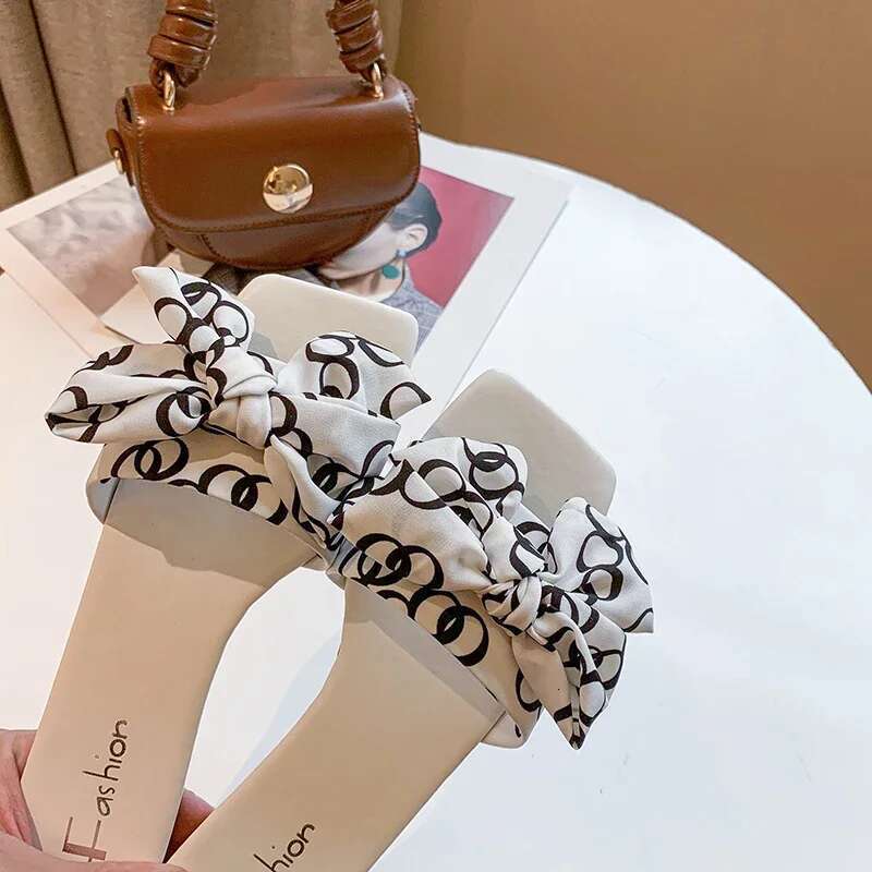 Shoe 2025 Fashion Women Bow Summer Sandals Slipper Indoor Outdoor Flip-ps Beach Shoes Female Slippers
