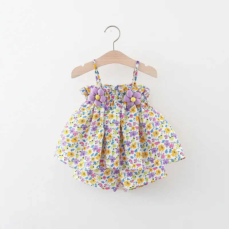 Summer born baby girl clothes outfits sets flower topshorts suit for toddler infant girl cloth 1 year babys birthday sets 250304