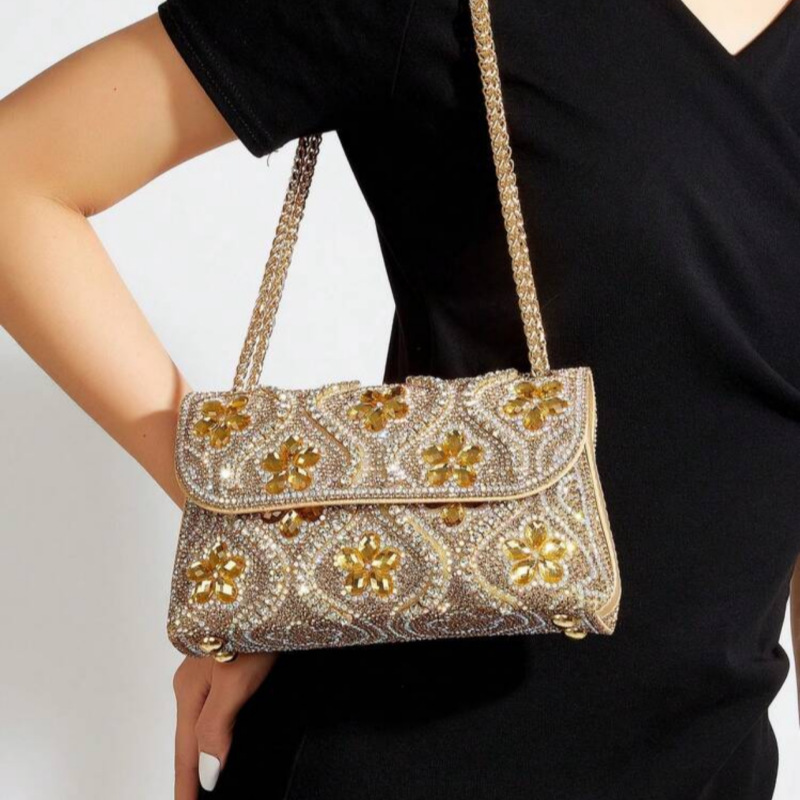 New fashion socialite rhinestone handmade bag, clothing alloy small fragrance style single shoulder crossbody dinner bag