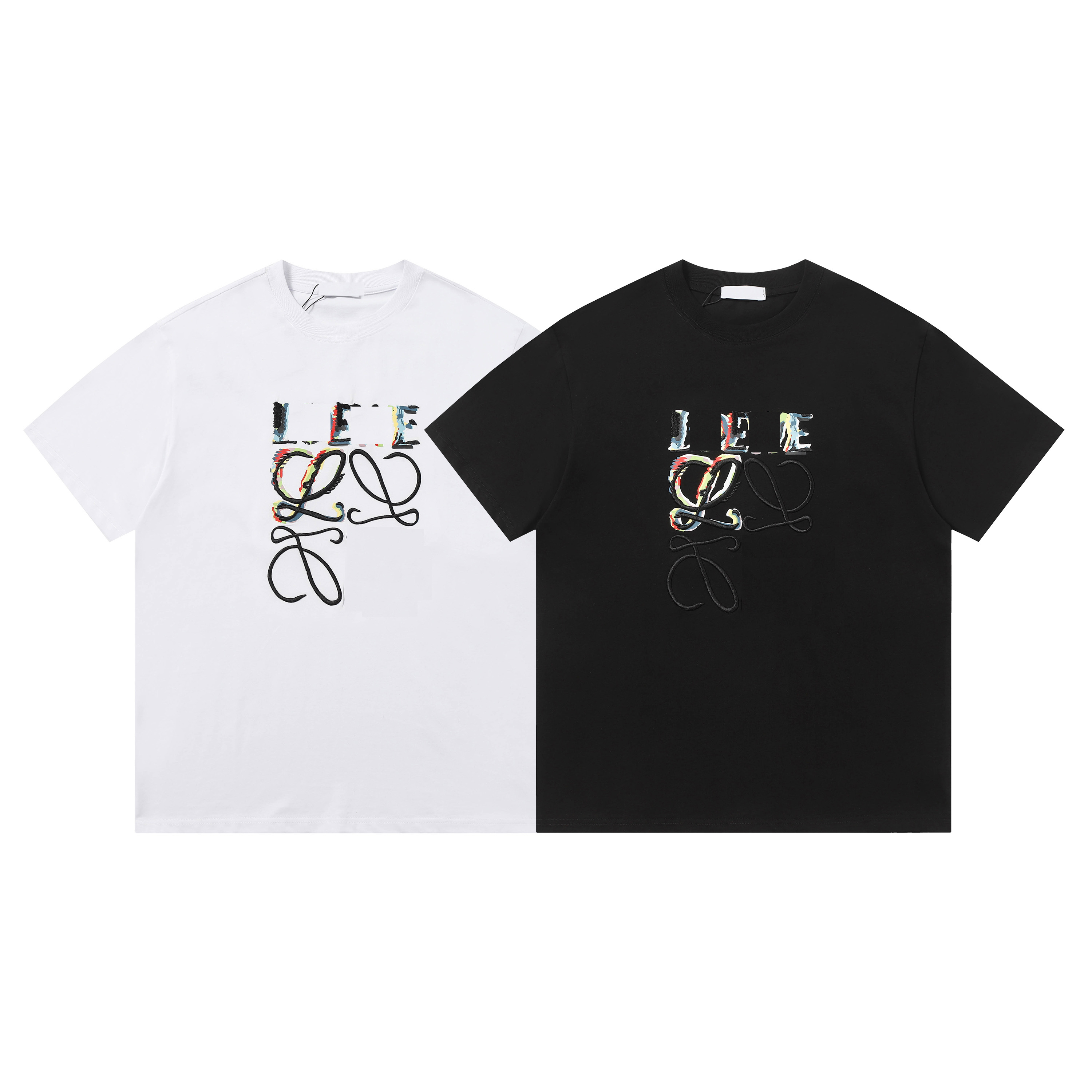 2025Early spring new high-grade cotton printed T-shirt round neck stitching pullover short sleeves Size m-xxxl Color black white 88