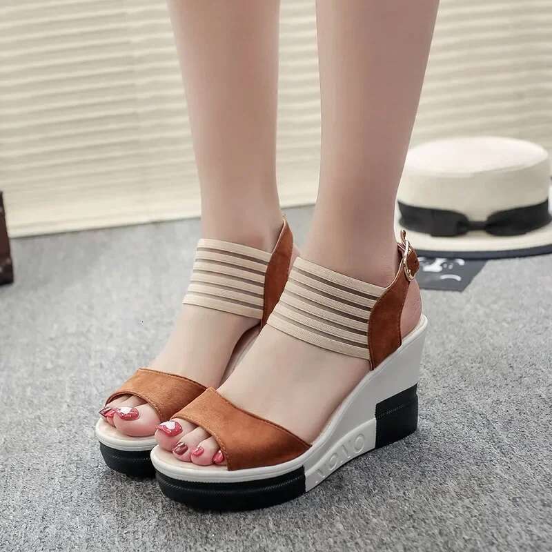 Summer New Fashion All-match Wedge Fish Mouth Women's Shoes Super High Heel Platform Height Increase Sandals