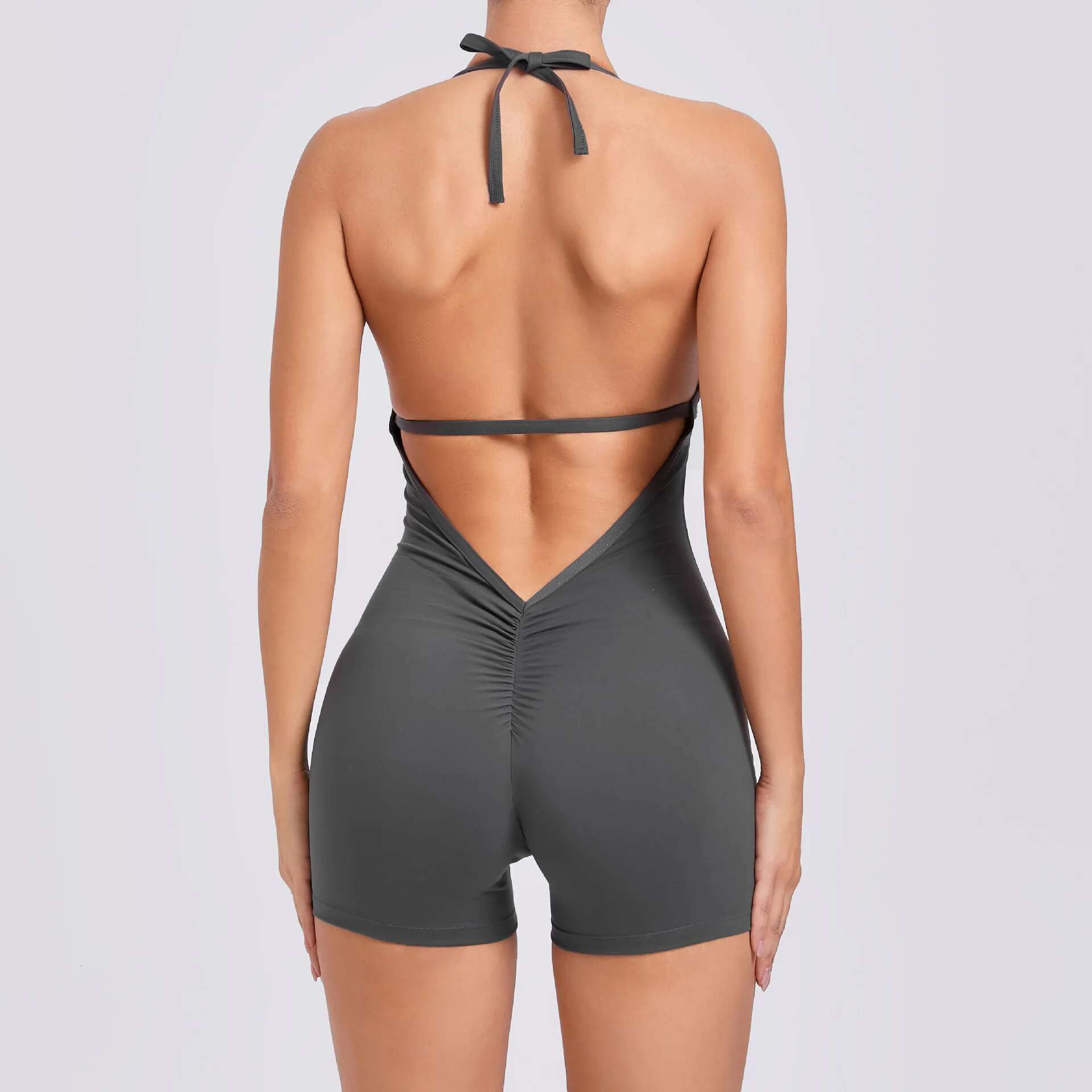 V Back One-Piece Suit Scrunch Sports Jumpsuit Gym Rompers Female Quick-Drying Yoga Clothing Fiess Sexy Bodysuits Women
