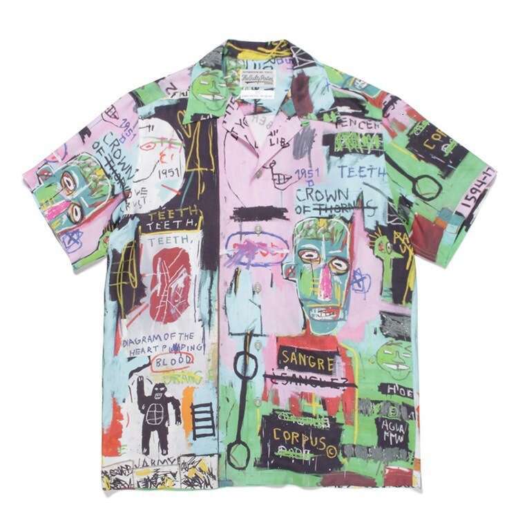 GUILTYPARTIES TIGER collaboration graffiti Hawaii WACKO MARIA short sleeved floral shirt for men