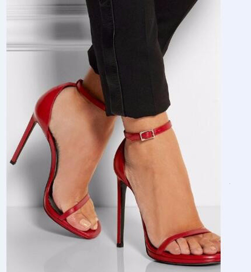 Minimally Designed Open Toed Buckle Strap Women's Sandals, Single Shoes, Slim High Heels