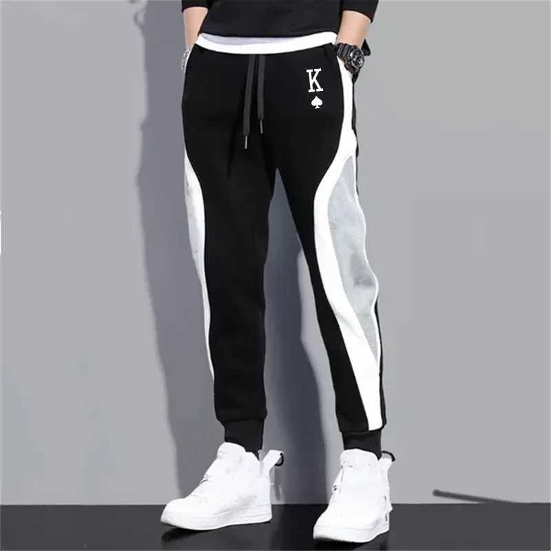 Mens Casual Sweatpants Fashion Black Gray Color Matching Fashion Spade K Printing Casual Pants Jogging Pants Casual PantsXJ250303