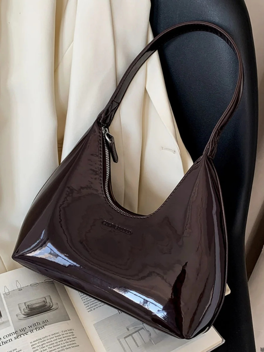 Lizzytsu Women PU Half Moon Bag Mini Party Solid Harajuku Elegant Handbags Korean Vintage Casual Crescent Bags 250228