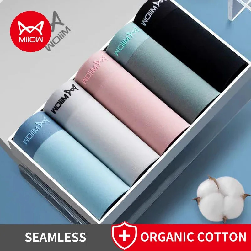 MiiOW 4Pcs Sexy Cotton Men Underpants Boxers Graphene Antibacterial Innerwear Man Underwear Breathable Mens Panties Underpants 250303