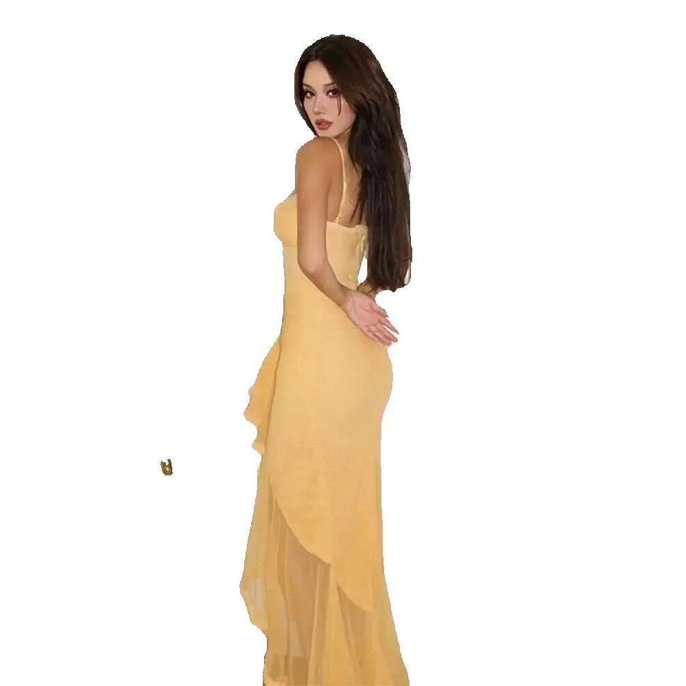 Women's Elegant Pleated Sg Maxi Dress - Sexy Sleeveless Backless Slim Robes