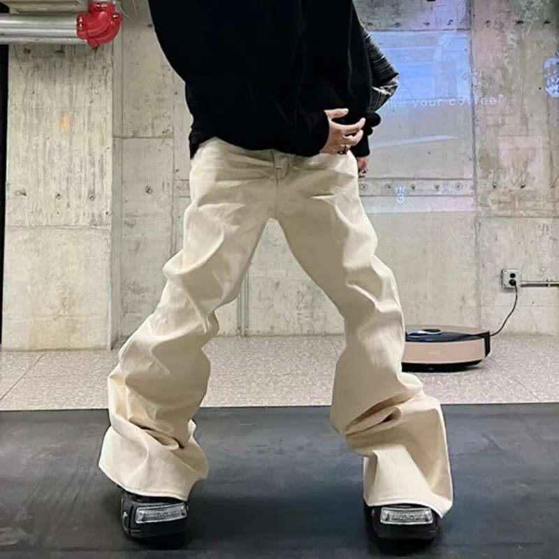 HKSH Men's Tide Dark RO Style Or Pulg Flared Denim Pants Streetwear Fashion Vintage Chic Jeans Casual High Street Hk3538