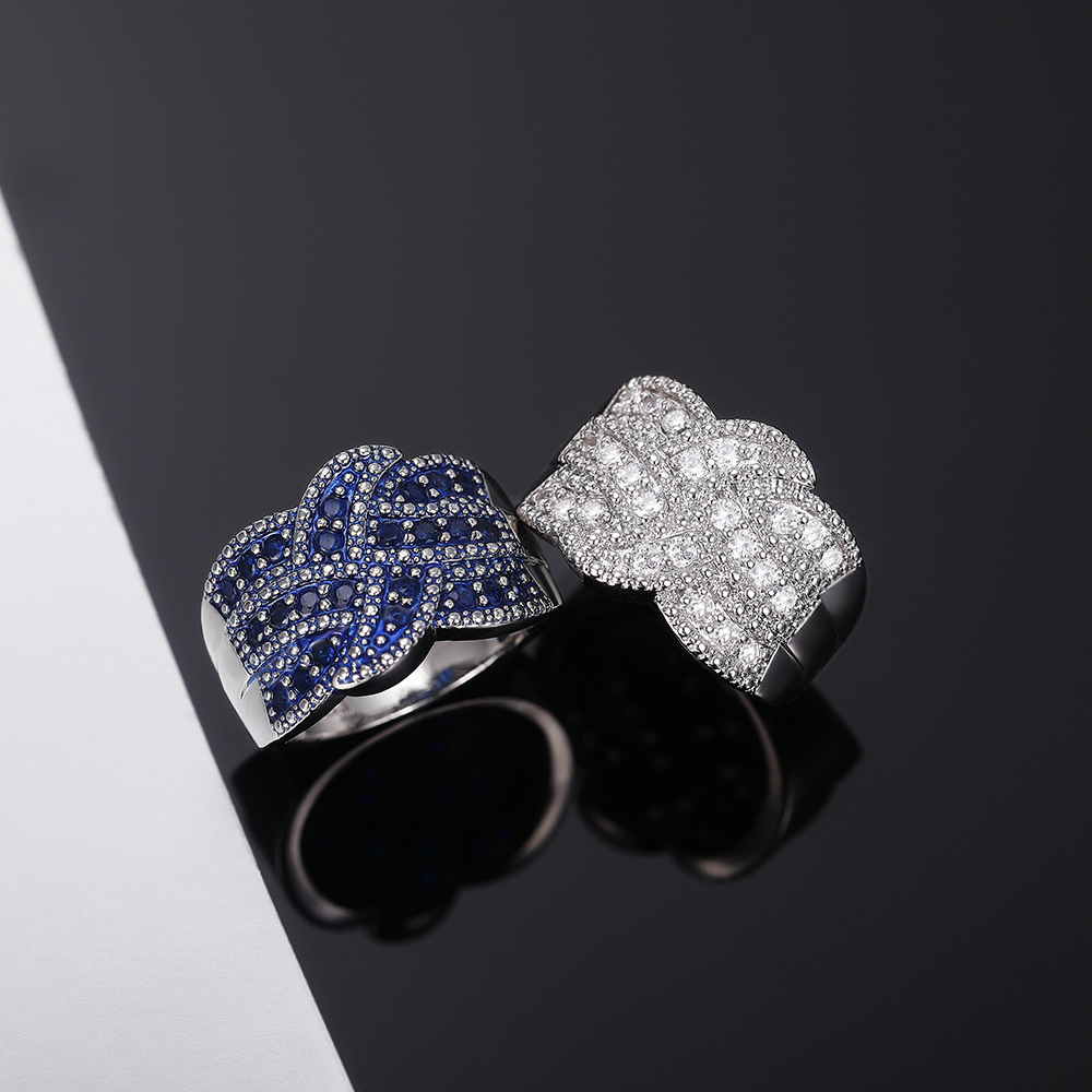 Solitaire Ring Luxury 925 Sterling Silver Royal Blue Diamond Ring Women's White Gold Crystal Ring Fashion Wedding Jewelry Exquisite Gift