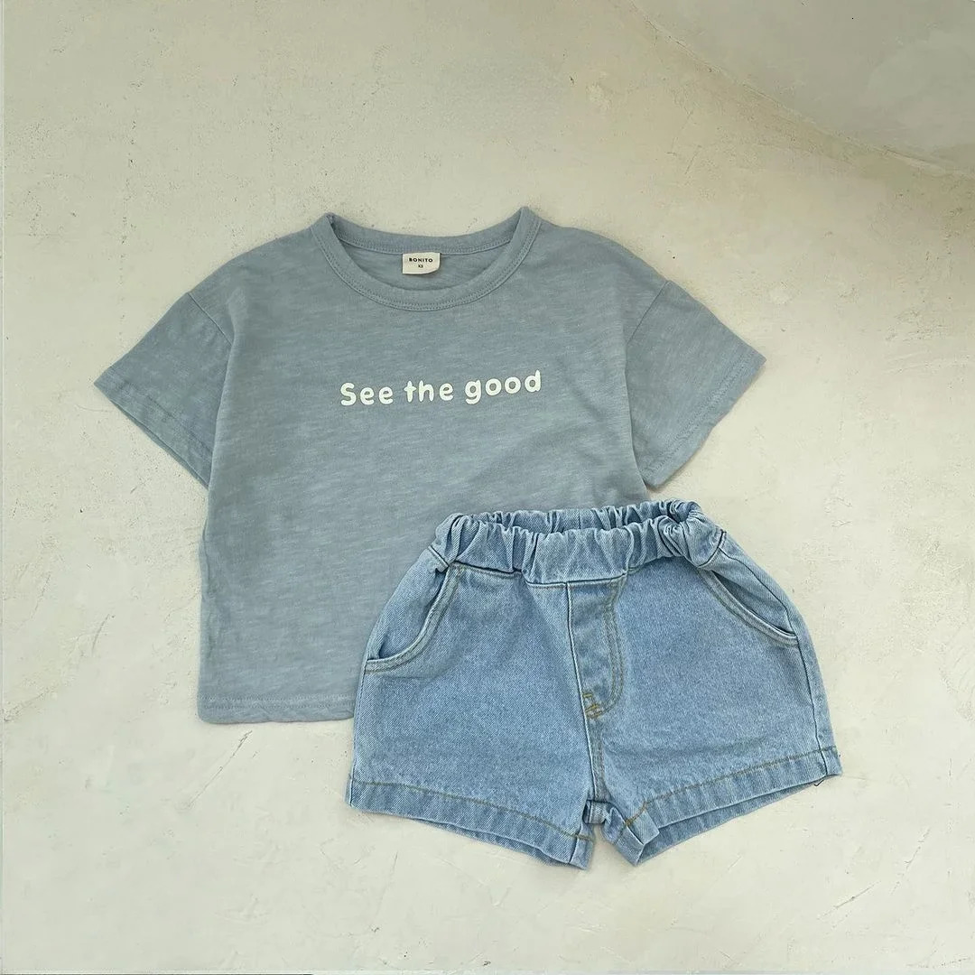 8482 Baby Boys Shorts Summer Korean Solid Color 1-7Year Kids Pocket Pants Denim Shorts 250304