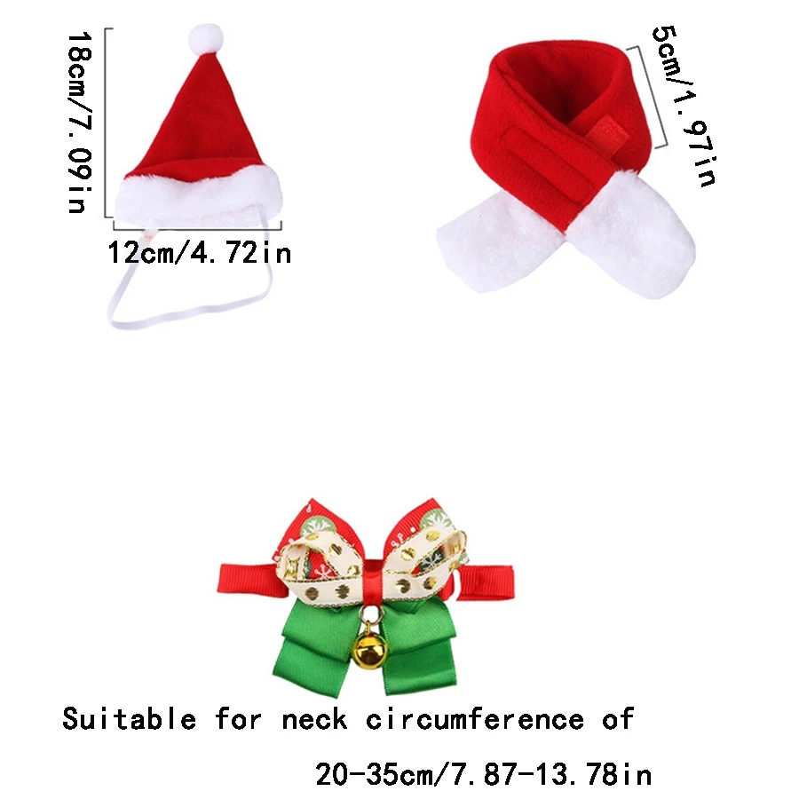 1pcs new Christmas pet scarf hat set, funny and cute cat Christmas dog set