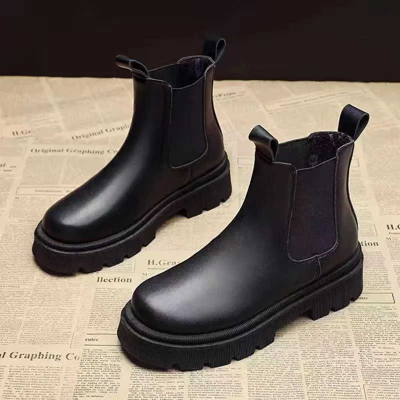 Winter New Wen Boots Autumn Fion Platform Boots Wen Slip-on Fur Short Chunky H Punk Gothic Warm Ankle Boots Z250304