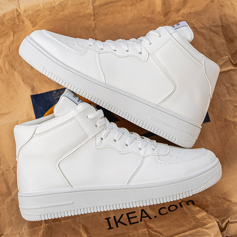 High Top White Men s Shoes 2025 Original Designer New Fashionable Multifunctional Breathable Thick Soled Sports Shoes Casual Black And White Solid Col