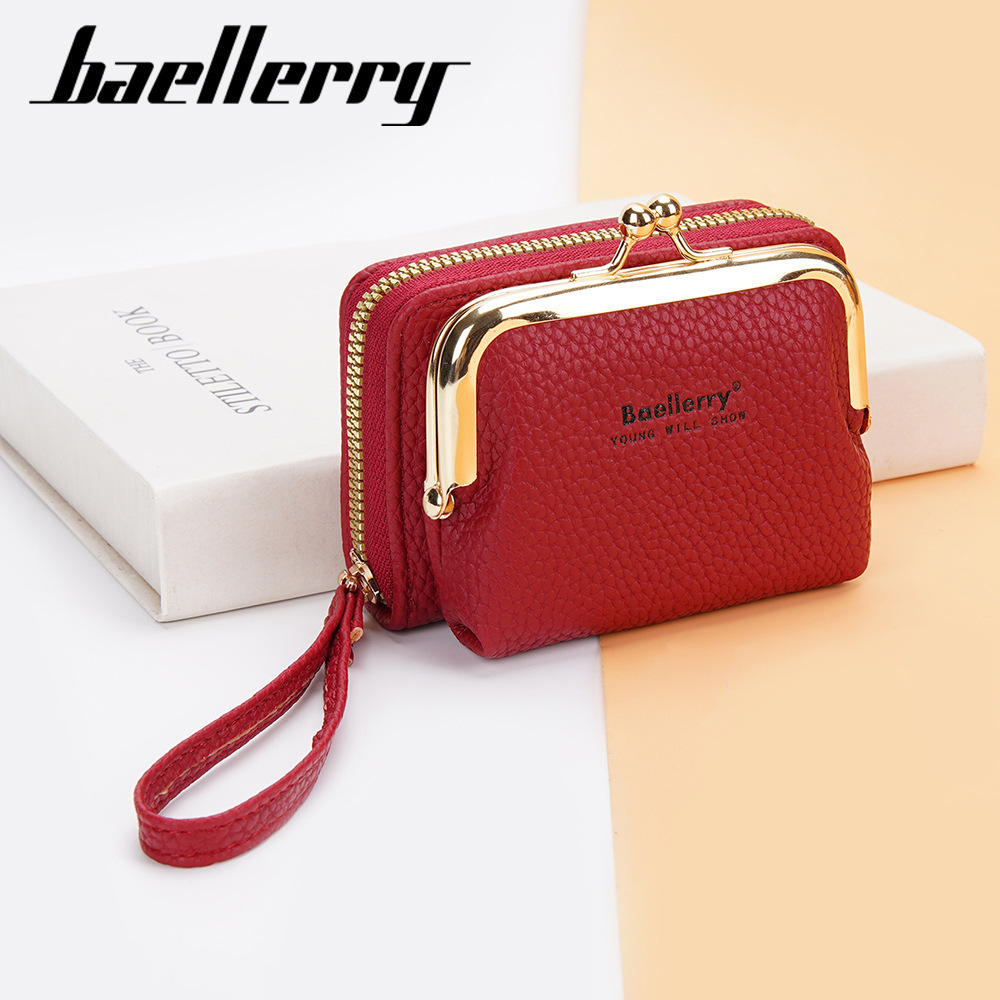 Baellerrys womens coin purse Korean version lychee pattern zipper accordion card bag mini mouth bag 250304