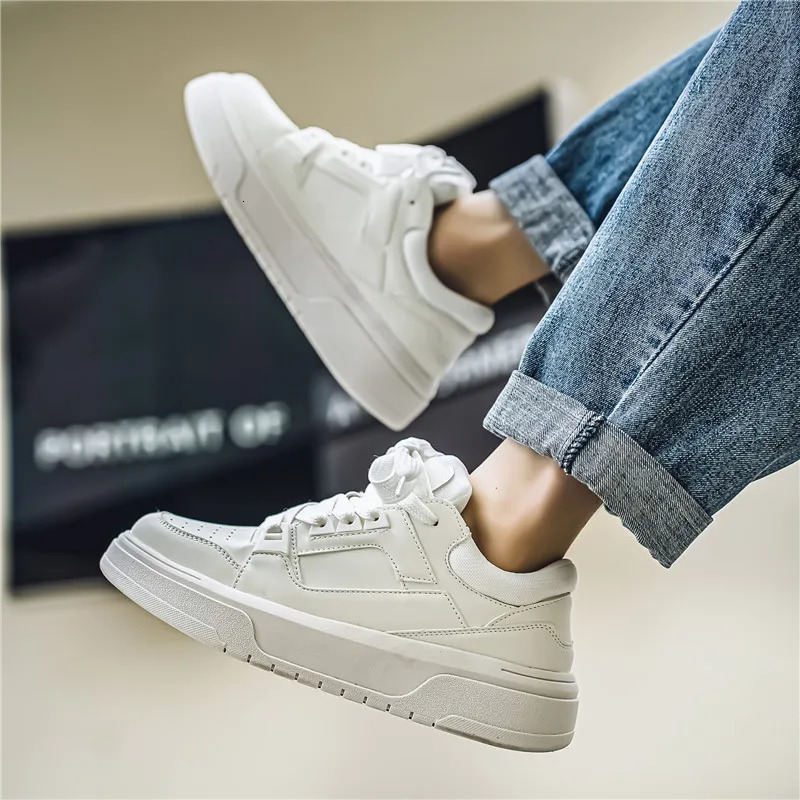 Street Yellow Skateboard Shoes Men Fashion n Leather Platform Sneakers Men Original Outdoor Non-slip Mens Casual Sneakers 250228