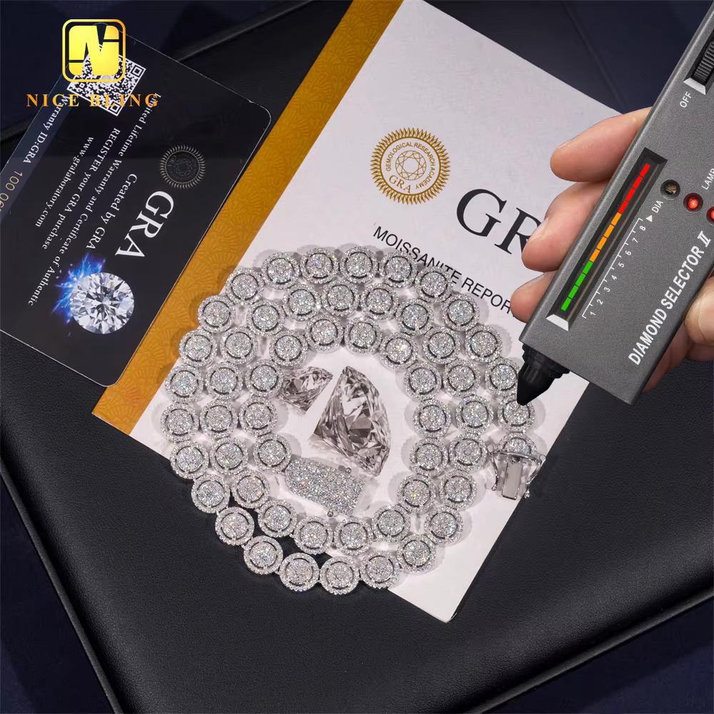 10mm Round Shape Cuban k Chain Hip Hop Jewelry Iced Out Dia Sterg Sier Moissanite Necklace Bracelet