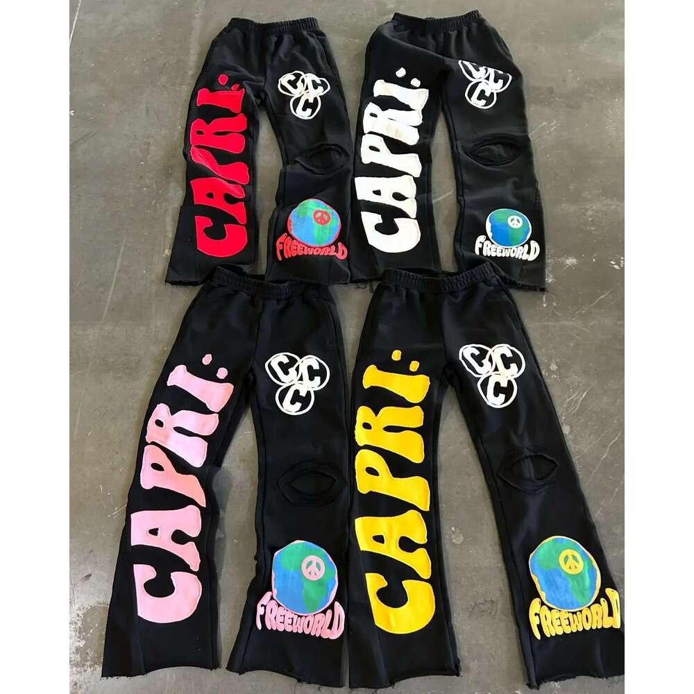 Retro Embroidered Letter Graphic Sweatpants Mens Y2k Hip Hop Baggy Elastic Waist Casual Pants Joggers Women Streetwear