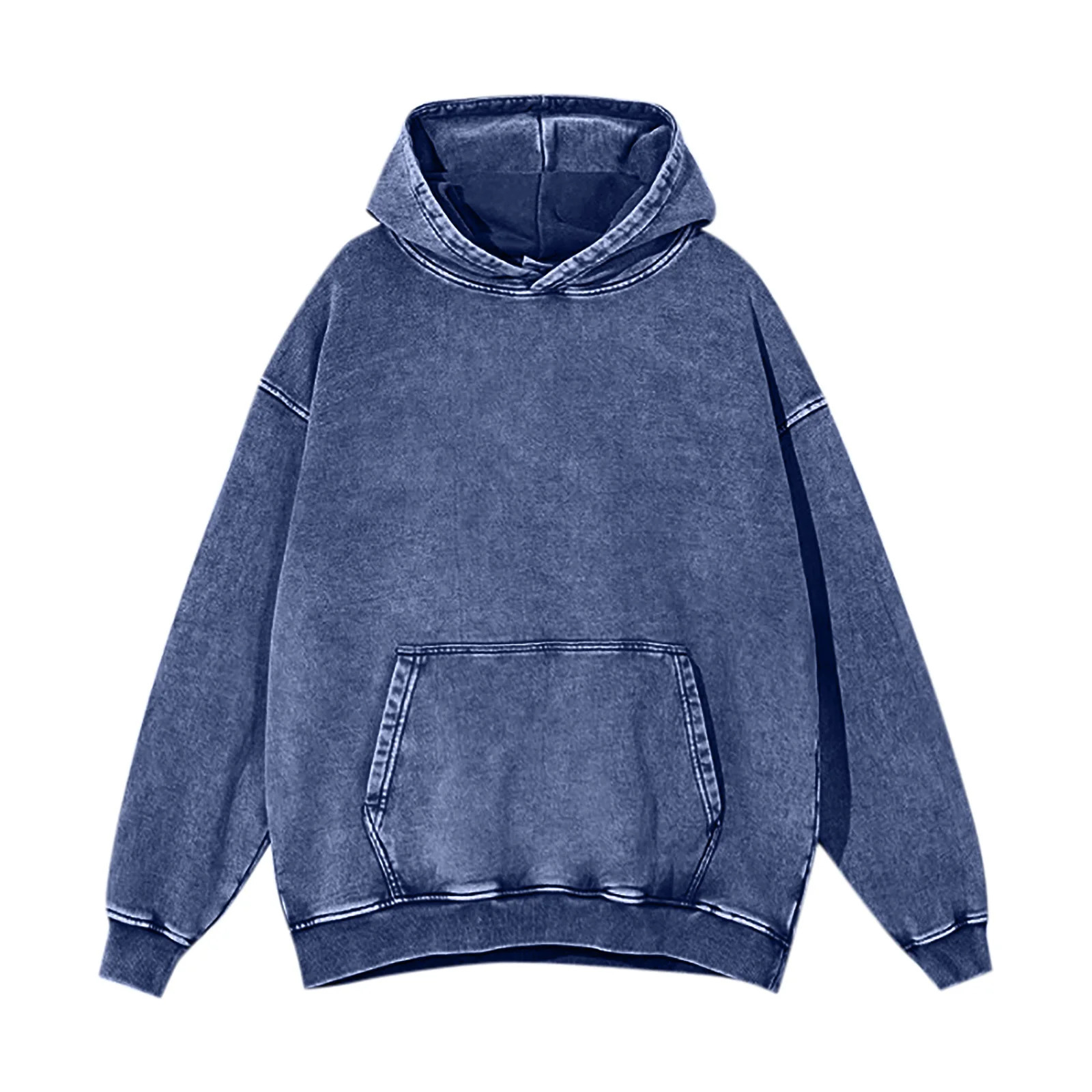 Vintage Washed Distressed Hoodies Solid Color Grunge Oversized Hoodie Pocket Long Sleeve Retro Y2k Loose Sweatshirt Men 250303