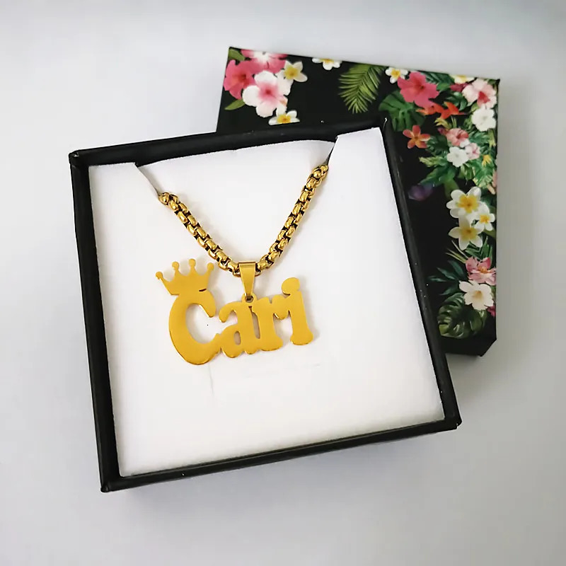 Personalized Customized Name Crown Necklace Stainless Steel Jewelry Custom Baby Chain Necklace For Women Men Birthday Gift 250304