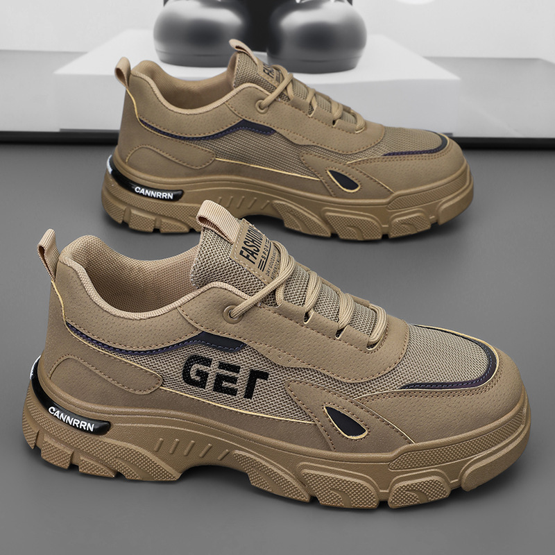 2025 Designer s New Breathable Men s Fashionable Lightweight Versatile Thick Bottom Black Grey Brown Sports And Leisure Board Shoes Men s Sizes 39-44
