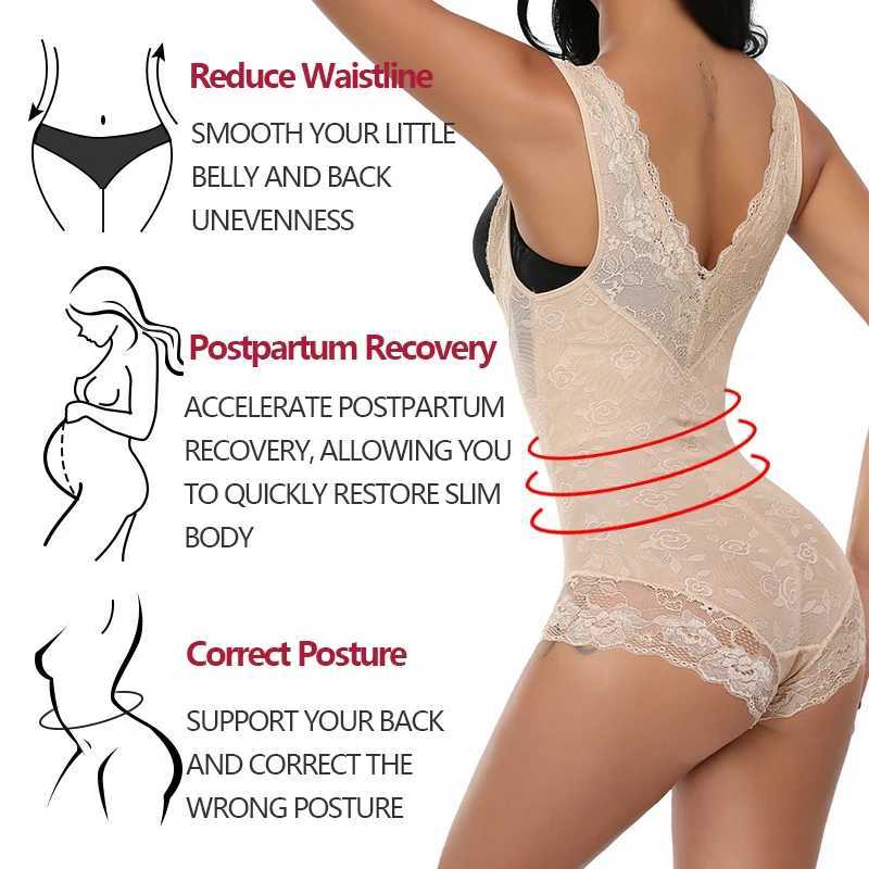 Floral Lace Shapewear Bodysuit for Women Tummy Firm Control Slimmer Open Bust Body Shapers Backless Butt Lifter UnderwearXJ250304