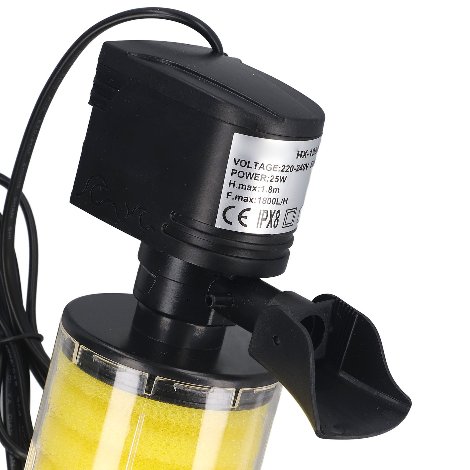 Submersible Aquarium Filter Fish Tank Filter 1800L/H 3 Layer Sponge Powerful 25W Submersible Power Filter with Water Pump