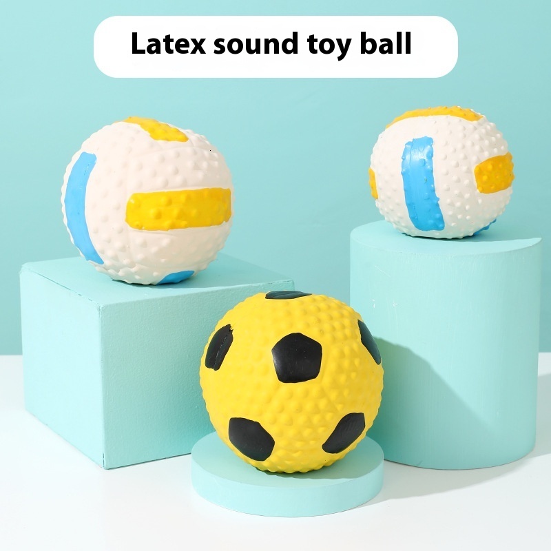 Dog Chew High Elasticity Cotton Filling Quality Latex Ball Football Volleyball Rugby Sound Pet Toy