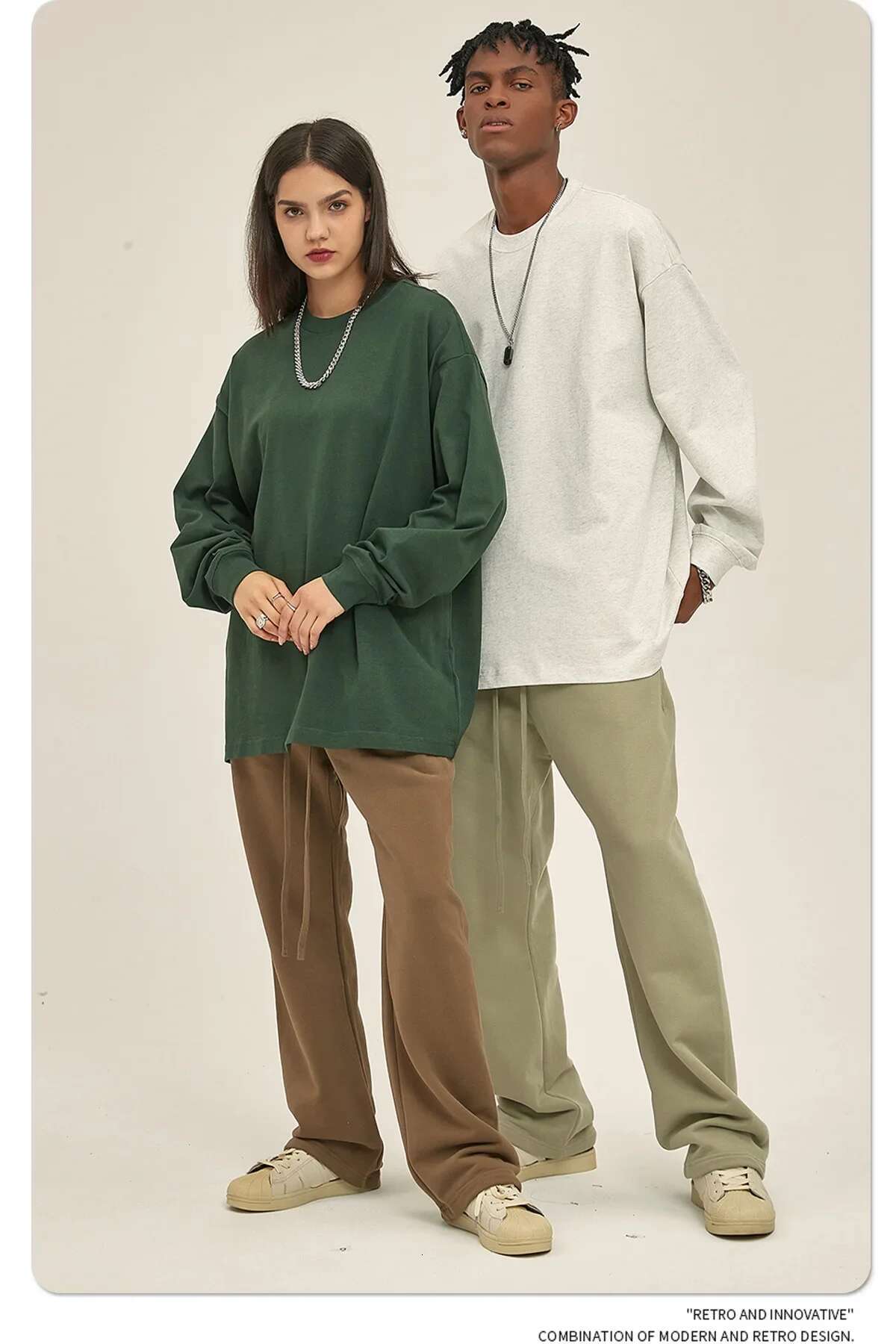 Men's Women's Trendy Brand Heavy 305 Grams Loose Long-Sleeved T-Shirt 12-Color European And American Pure Cotton Top