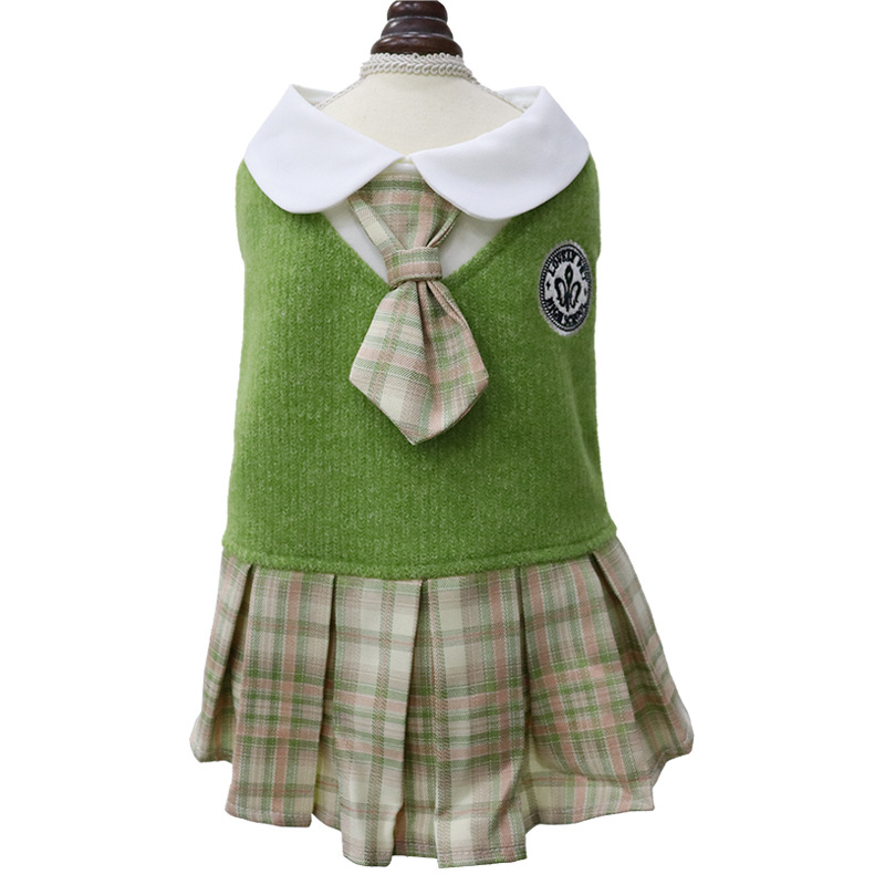 Pet Dog Clothes JK Sweater Dress Teddy Corgi Fa Doubi Bear Spring and Autumn Comfortable Cute Cat Clothing