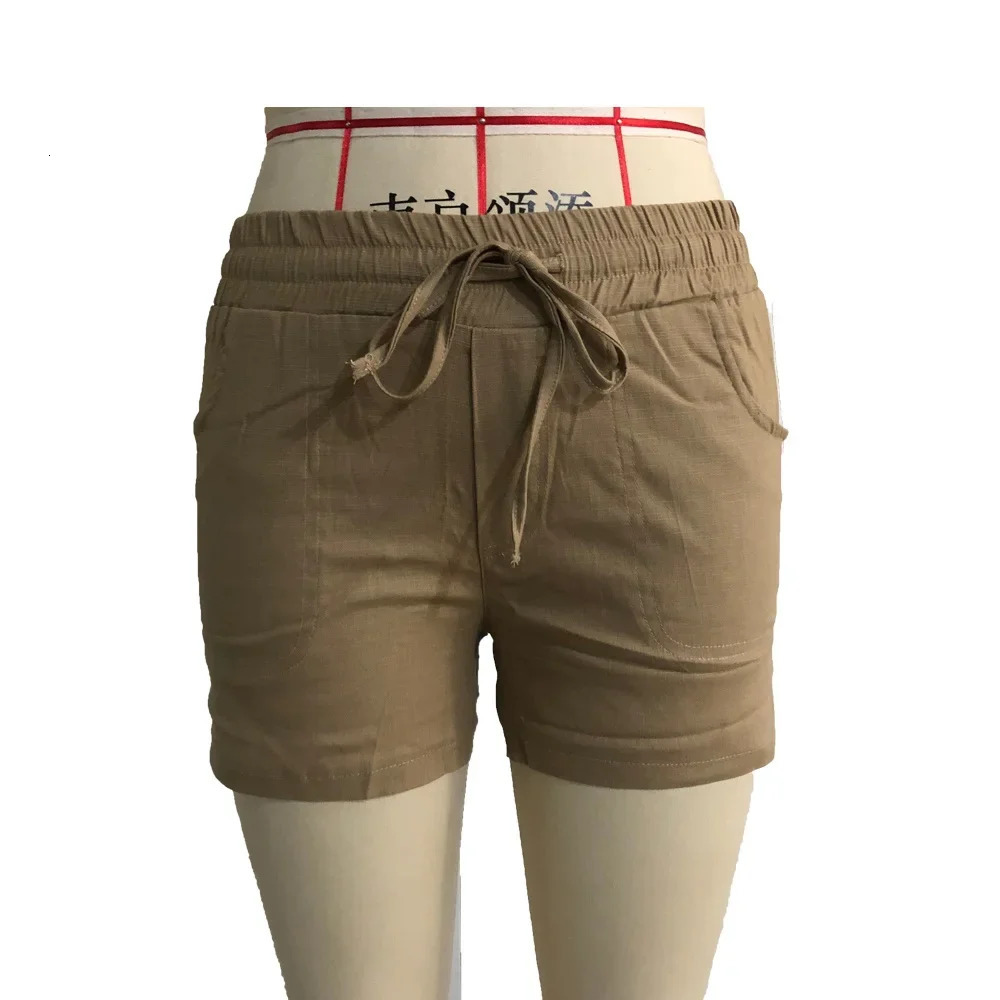 S-5XL Fashion Women Summer Casual Solid Color Elastic Waist Lace Up Split Shorts Casual Short Pants 250303