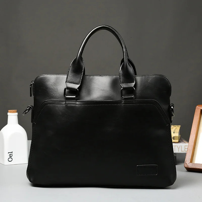 Vintage Mens Business Briefcase High Quality Leather Handbags Casual Travel 14 Laptop Bags Male Shoulder 250228