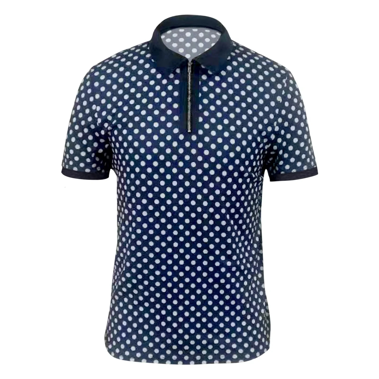 Summer Mens Fashion Zipper Polos 3D Printed Striped Plaid Pattern Mens Polo Shirts Short Sleeve Business Casual Men Clothing 250304