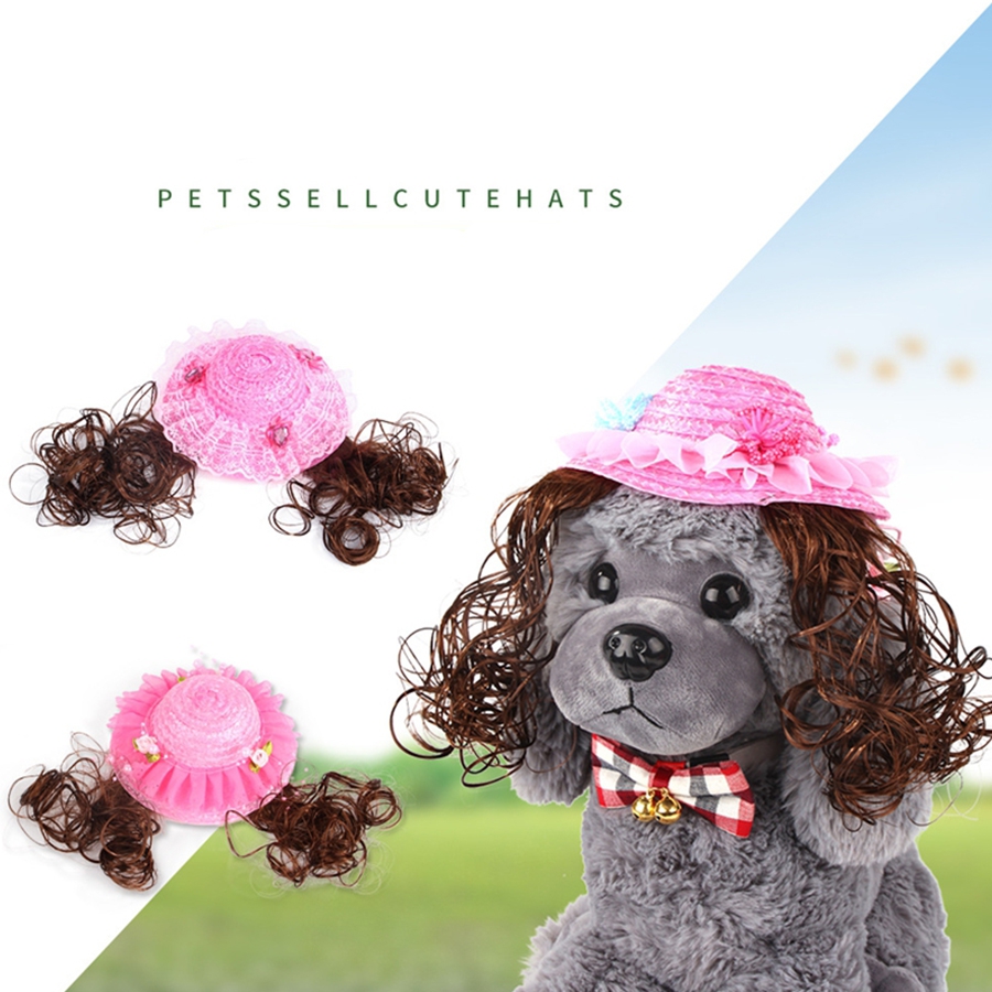 1pcs Dog Accessories Pet Accessories Pet Princess Hat Sun Hat Teddy Xishi Wig Hat
