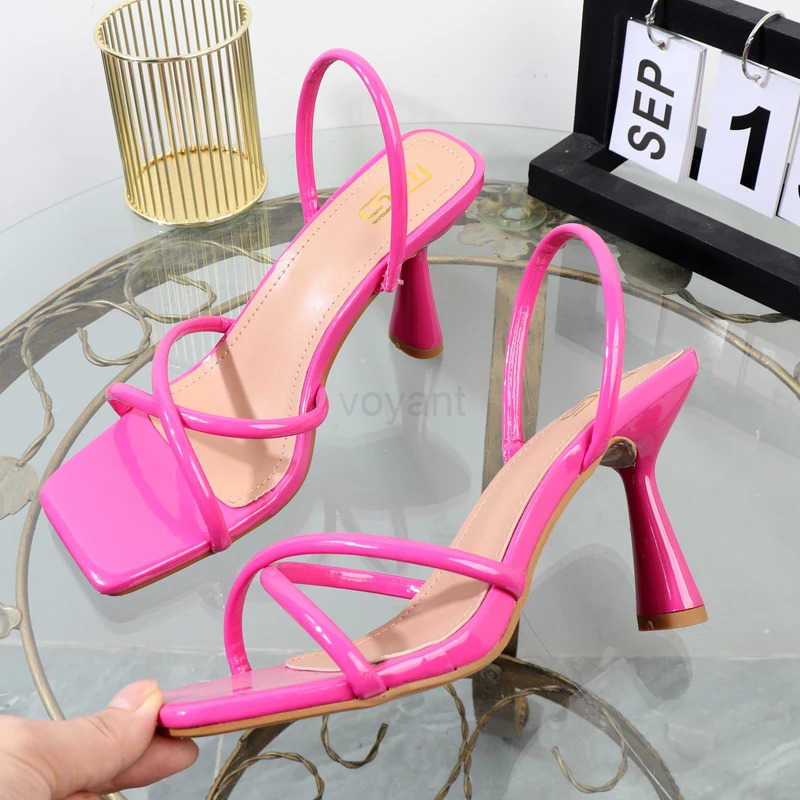 wen sandals 2022 autumn new plus-size wens shoes square toe rear strap set foot high-heeled sandal stiletto elegant h Z250304