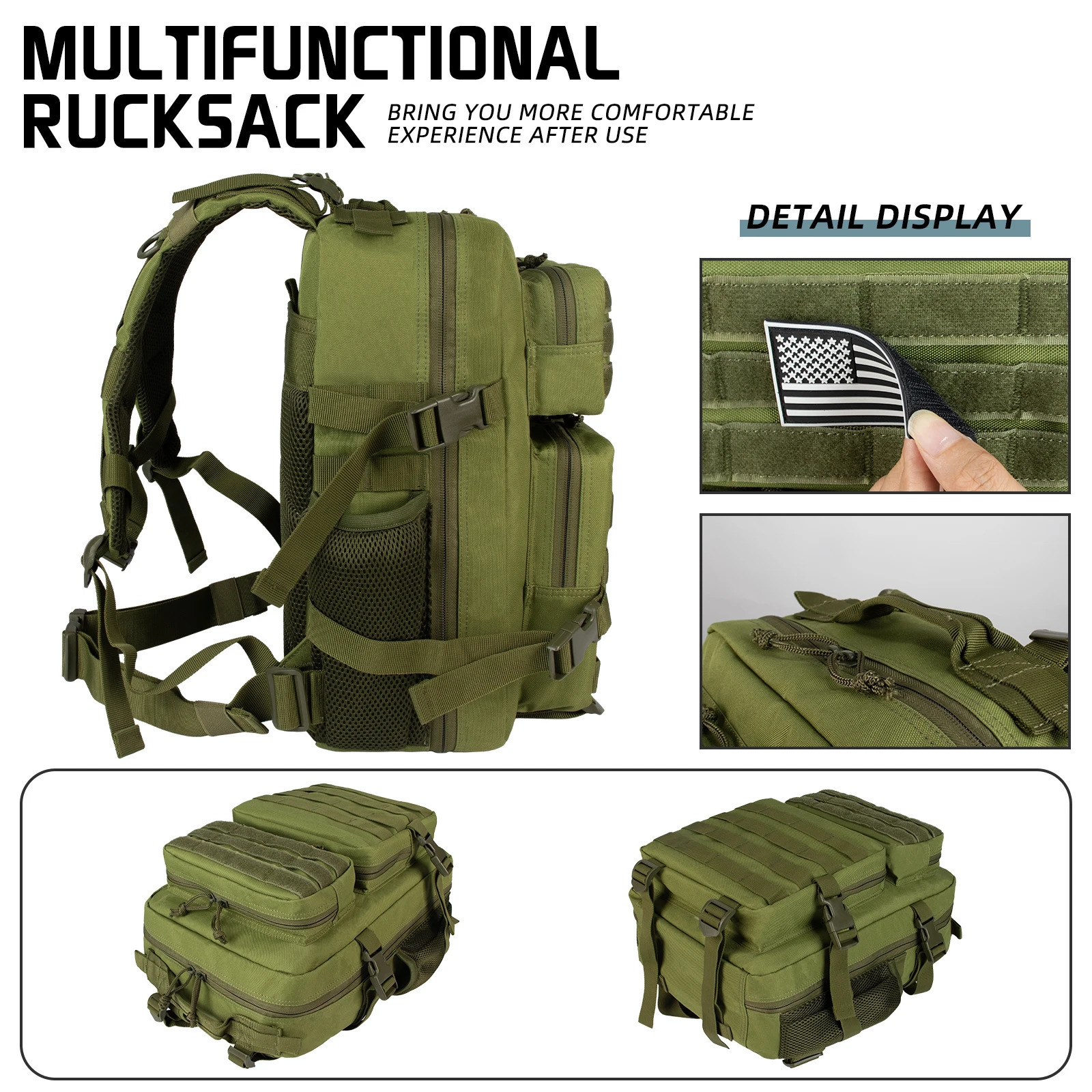 Ship from US School Bags Large Capacity Mens Waterproof Backpack Simple Multilayer 25L Men Tactical Softback Outdoor 250304FBB