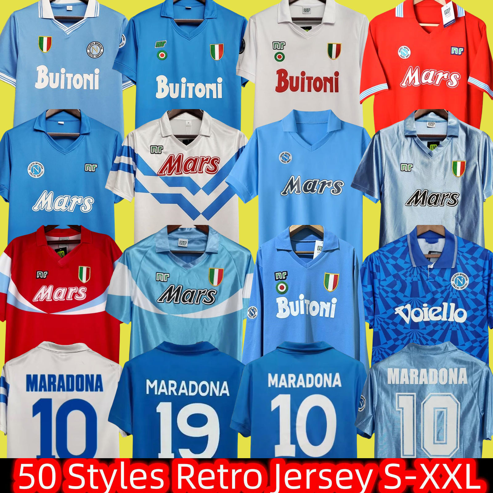 1987 1988 Napoli Retro Soccer Jerseys 87 88 Coppa Italia SSC Naples Maradona 10 Vintage Calcio Napoli kits Classic Vintage Neapolitan Footba1986