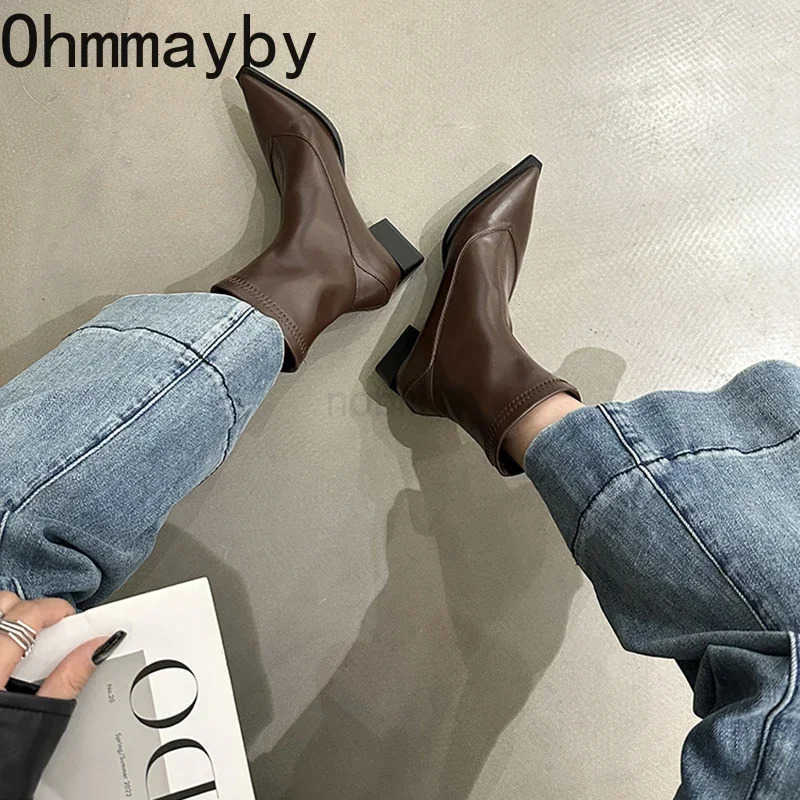 Vintage Pointed Toe Wen Ankle Boots Fion Elegant Soft Leather Shoes Autumn Winter Low Heel Wens Short Booties Z250304