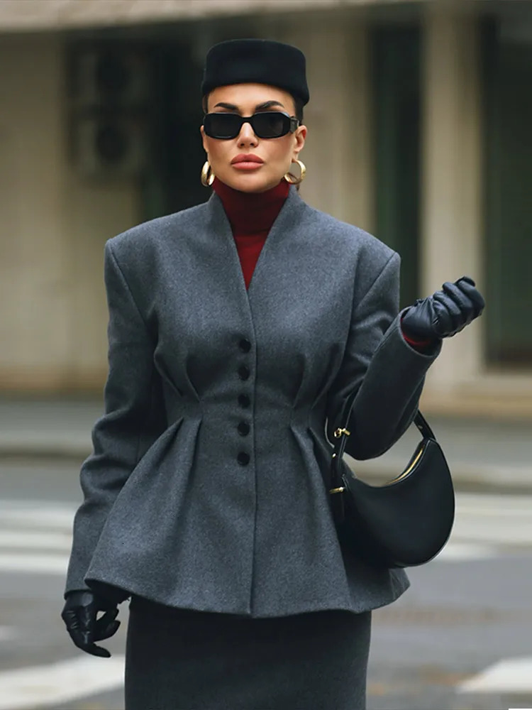 2025 Spring Single Breasted Notched Pocket Suit Coats Fashion Women Long Sleeve Blazer Jackets OL Elegant Tops Streetwear 250303